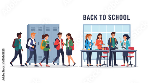 Back to School Gathering: An illustration depicting a vibrant scene of students at school, filled with a sense of anticipation for learning and growth.