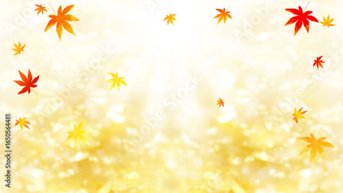 紅葉の葉と光輝くバックグラウンド、秋のイメージの背景イラスト