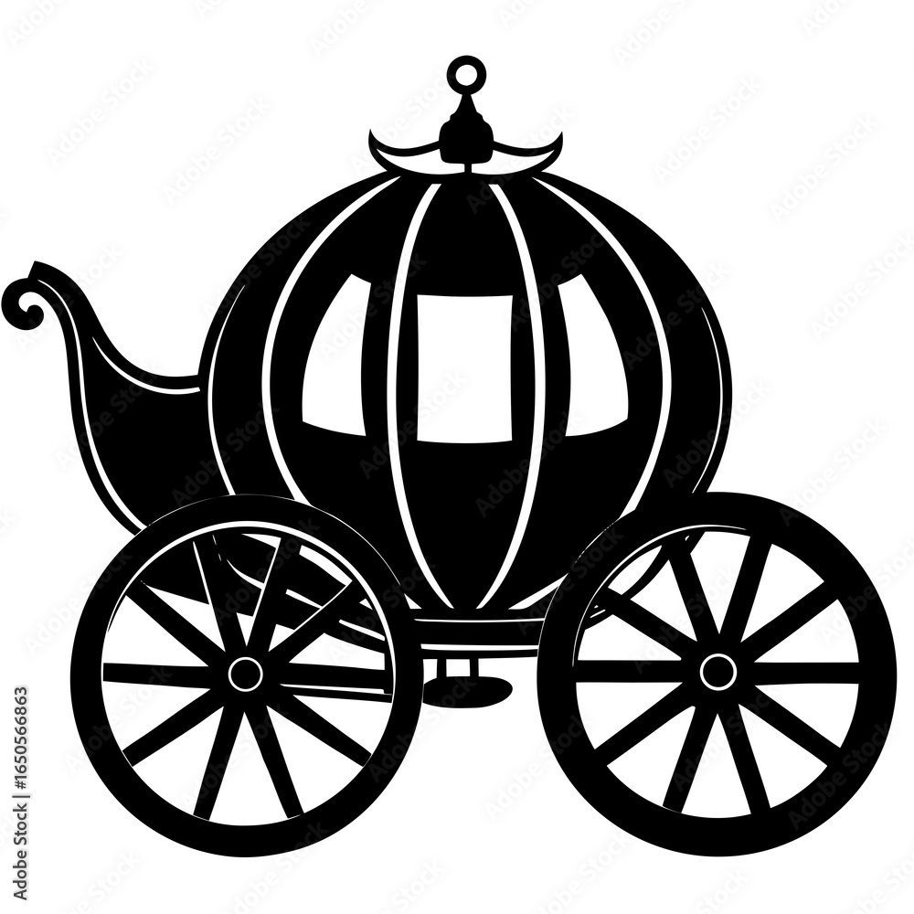 Fototapeta premium Pumpkin carriage silhouette vector illustration