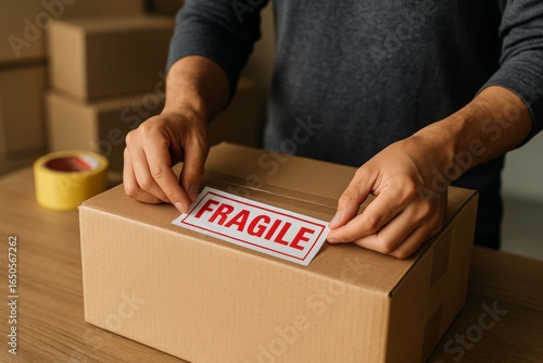 Packaging fragile items home office image indoor setting close-up shipping essentials
