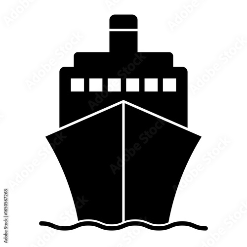 海を進む大型客船のシルエットアイコン