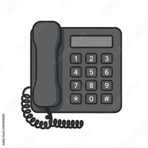 A minimalist, top-down illustration of a gray landline telephone.