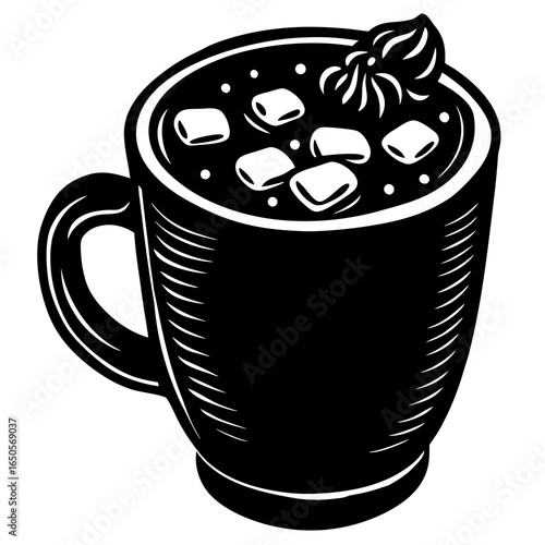  Hot chocolate with marshmallows silhouette vector illustration