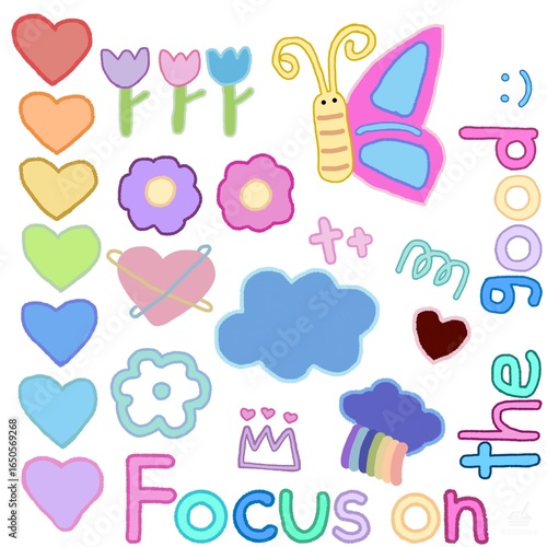 set of doodle elements for design