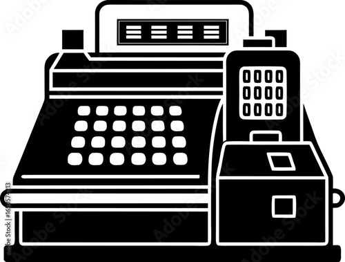 An Antique Cash Register Simple Graphic Symbol
