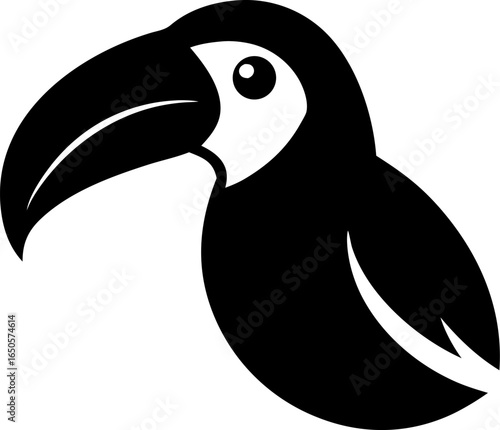 Tropical Toucan Bird Head Profile Silhouette