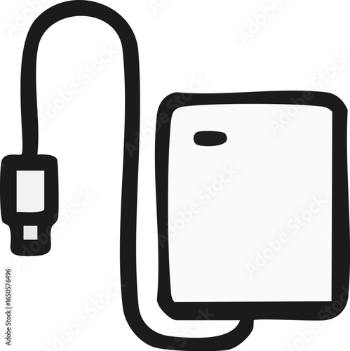 Simple black and white external hard drive icon.