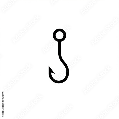 Fishing Hook Illustration: A sleek, minimalist illustration of a fishing hook, embodying the essence of angling and the tranquility of the open waters.