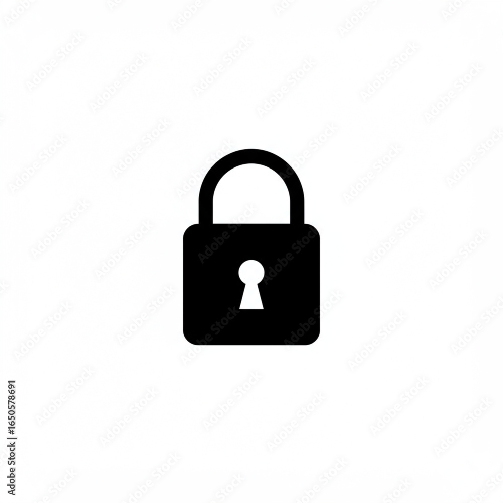 Security Icon: Simple black padlock illustration, symbolizing protection and access control. A visual representation of safeguarding data and ensuring confidentiality. Security Icon: Simple black padlock illustration, symbolizing protection and access control. A visual representation of safeguarding data and ensuring confidentiality.