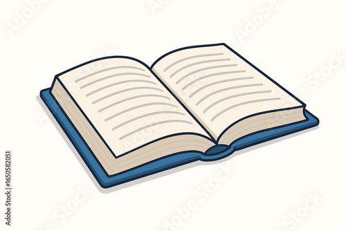 Open book vector illustration. Textbook symbol for knowledge, education, learning, and literature. School, library, or university concept. Flat design cartoon on white background.