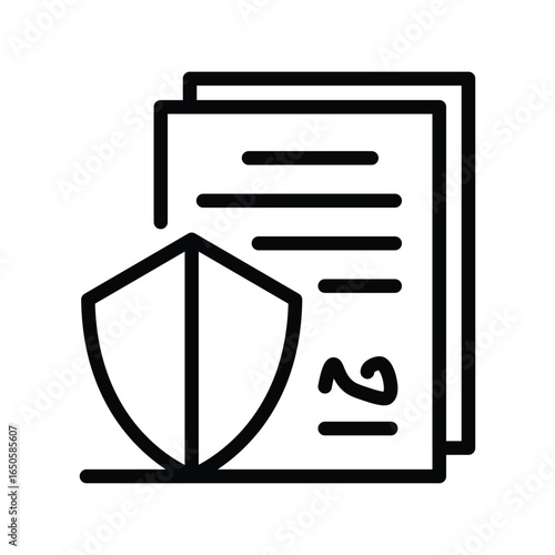 Shielded document outline icon likely a protected file or secure data, web icons in line style. Editable stroke