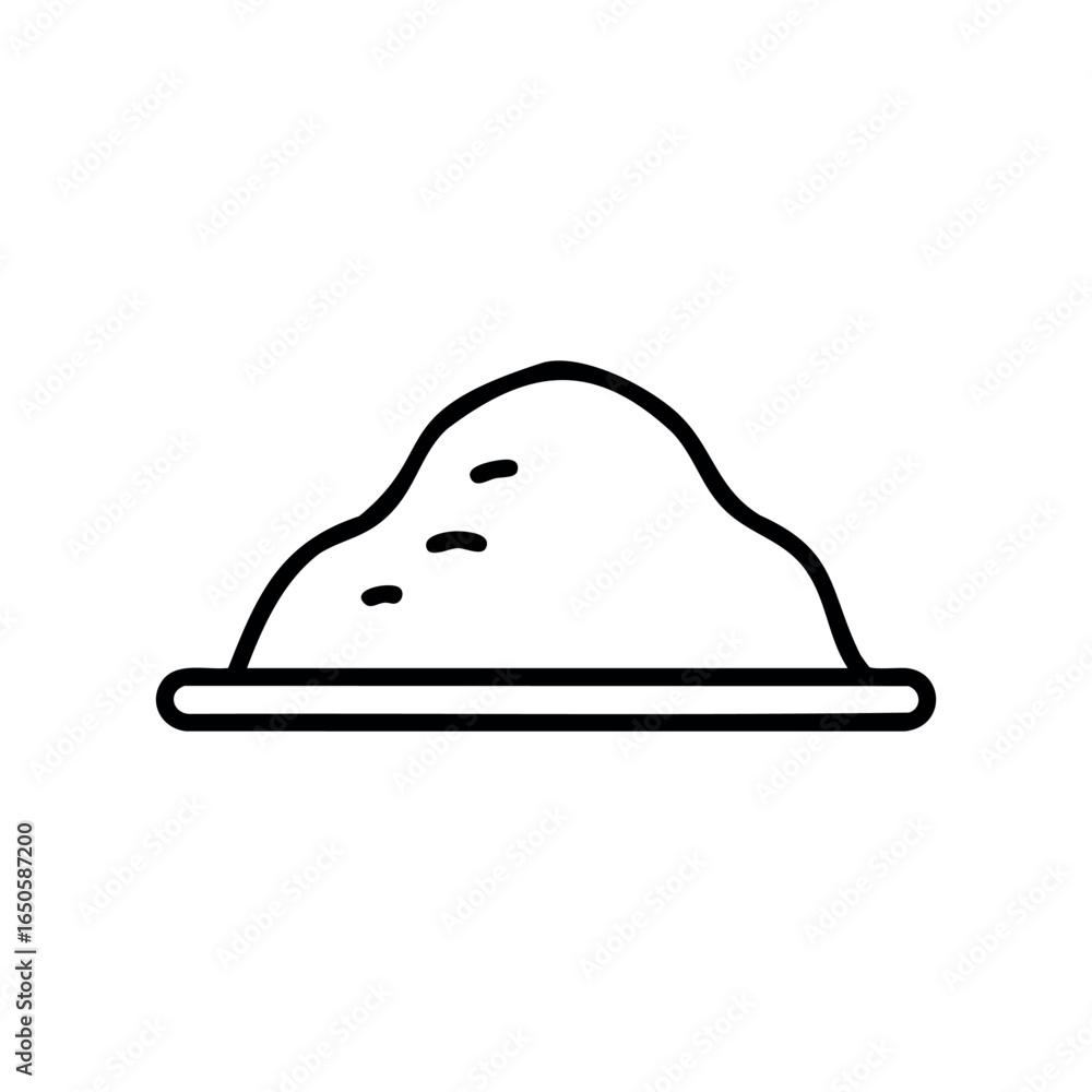 Fototapeta premium Monochrome icon of a small, simple anthill on flat ground