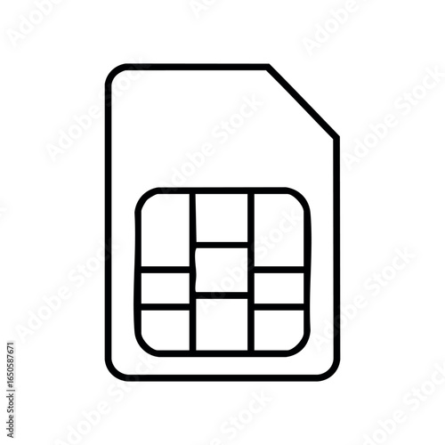 Outline icon of sim card with contact grid for mobile devices