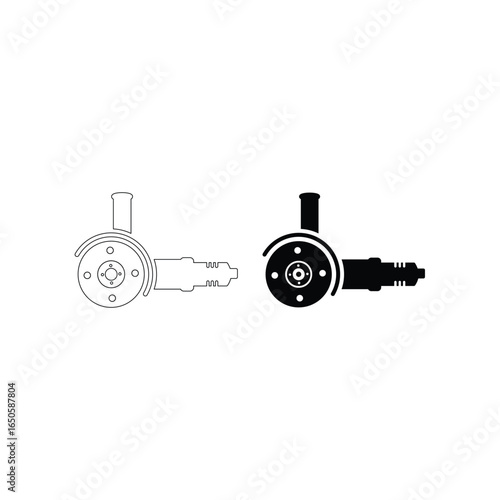 Solid black angle grinder silhouette icon a power tool isolated on white background