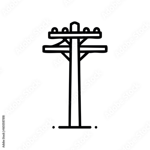 Simple outline of a utility pole with insulators in minimalist style