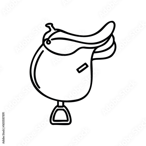 Outline drawing of a western horse saddle with stirrup