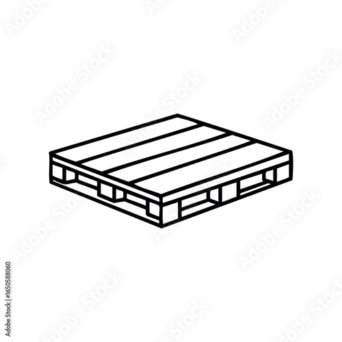 Isometric wooden pallet illustration black and white vector art