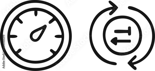 Speedometer and Exchange Arrows Icon.