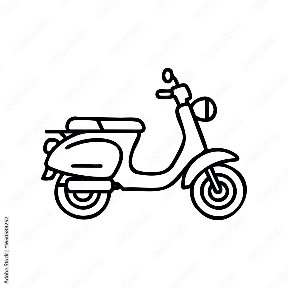 Obraz premium Simple black and white scooter line art illustration for design