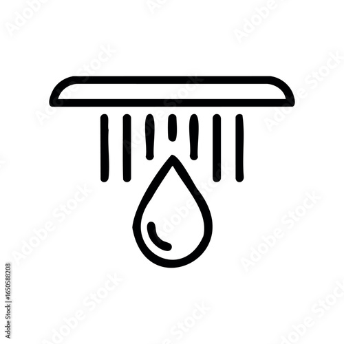 Minimalist black and white water drop shower icon design