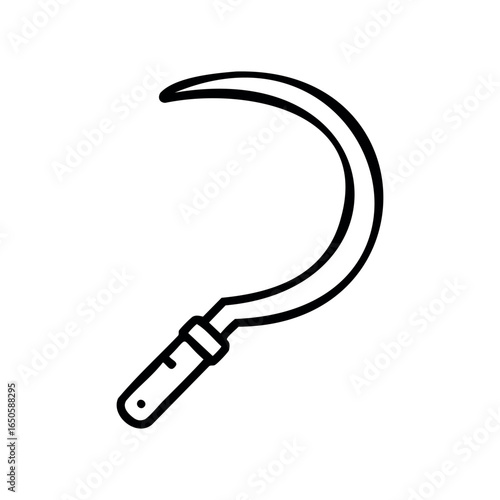 Simple black and white sickle design for agricultural use