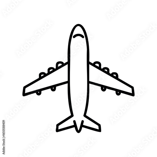 Simple black outline drawing of airplane from top view