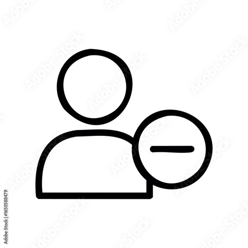 Minimalist user icon with block symbol