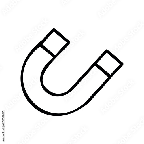 Classic u-shaped metal magnet with magnetic field lines