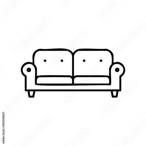 Minimalist black and white couch icon outline