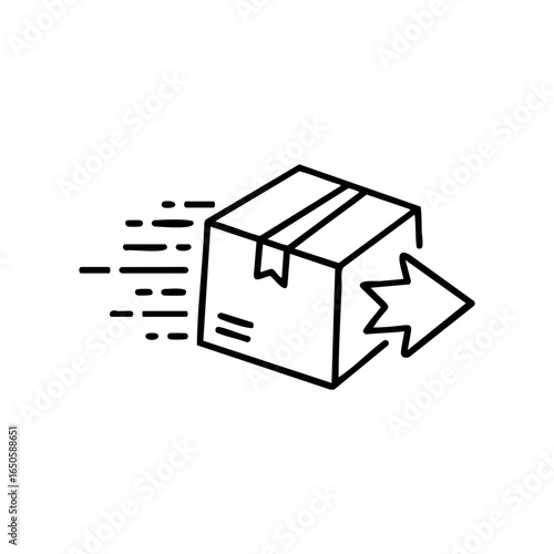 Fast delivery package illustration with speed lines and arrow symbol