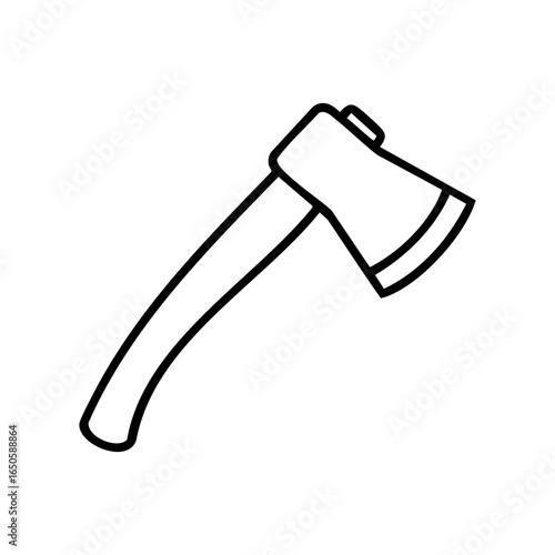 Black and white illustration of a simple axe
