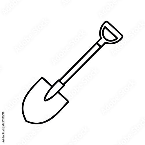 Simple black and white shovel icon for digital and print use