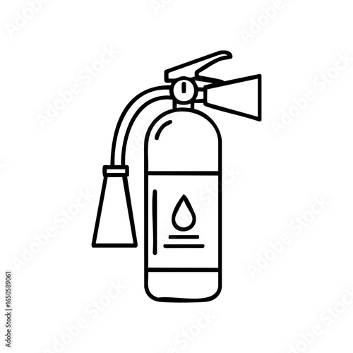 Simple line drawing of a fire extinguisher icon for safety awareness