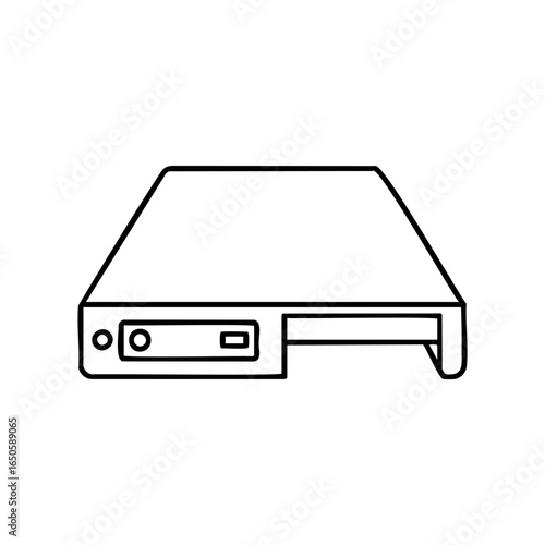 Minimalist outline of vintage floppy disk drive