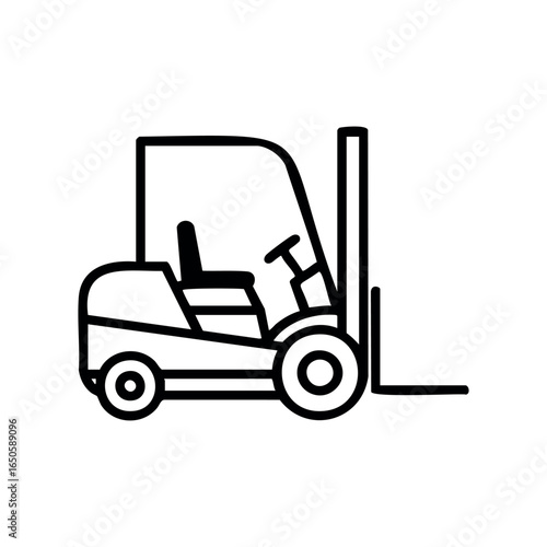 Black and white forklift clipart illustration with clear design elements