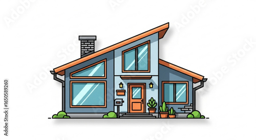 Modern house illustration vector design for real estate architecture and home building projects graphic resource
