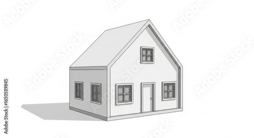 Isometric house illustration for real estate and architectural design projects with window and door details