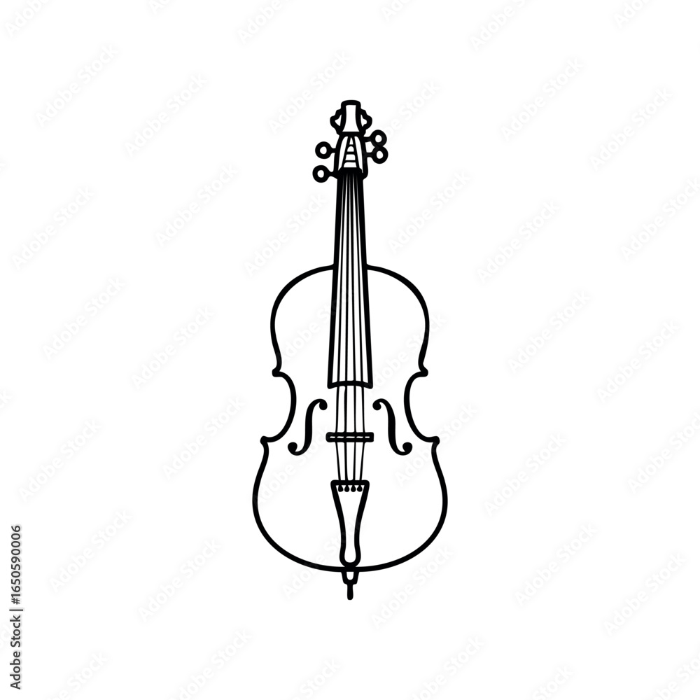 Fototapeta premium Elegant simple violin outline drawing for music lovers and artists