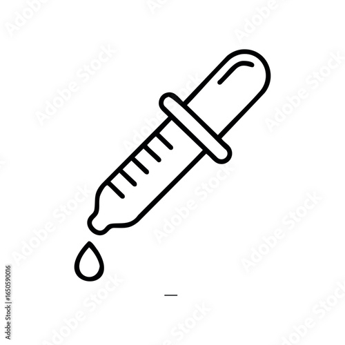 Black and white outline of a pipette with droplet icon