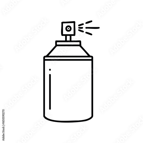 Black and white outline drawing of aerosol spray can