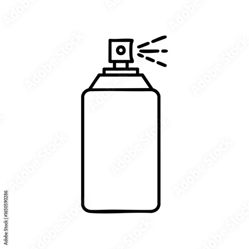 Black and white outline of a spray can with spraying lines