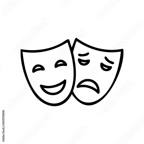 Comedy and tragedy theater masks icon representing emotions
