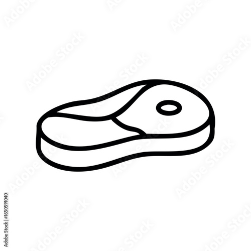 Simple black outline illustration of a steak cutlet