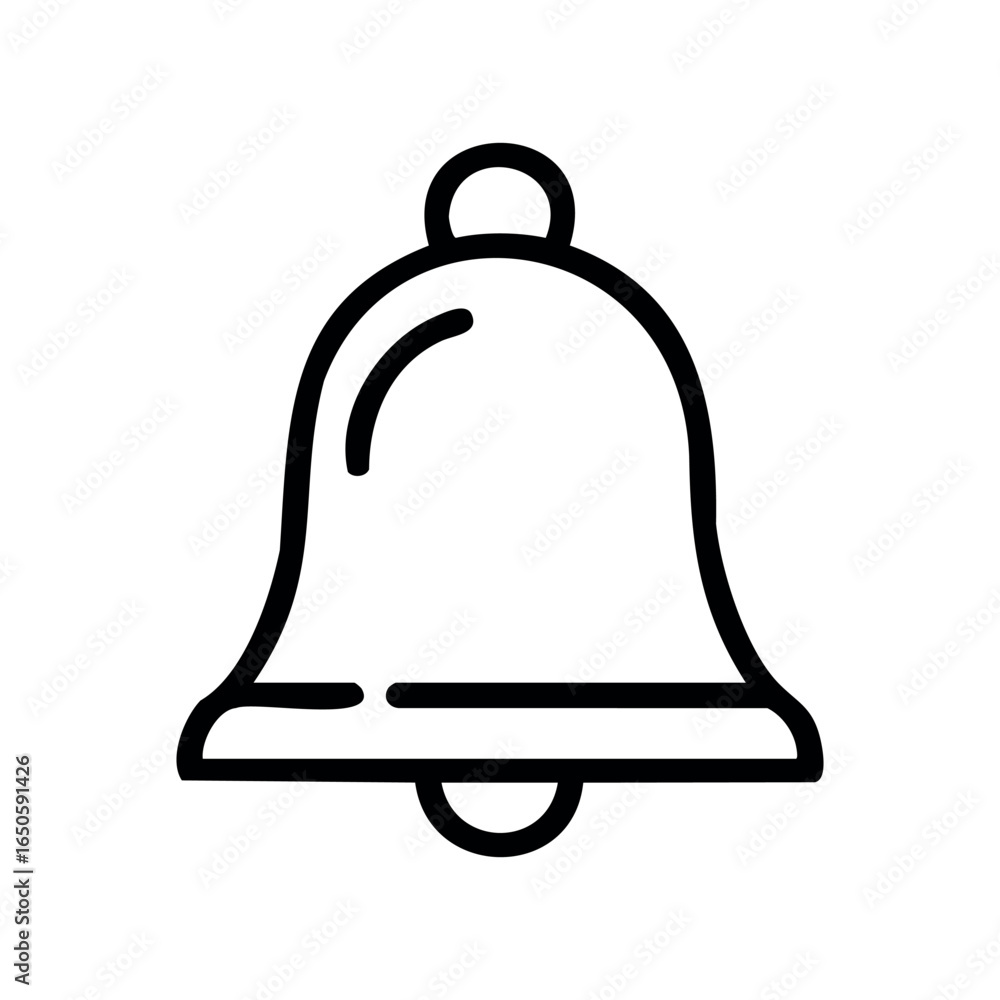 Fototapeta premium Minimalist bell icon outline in black and white