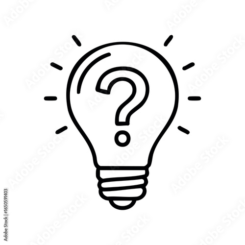 Light bulb with question mark icon indicating idea and innovation concept