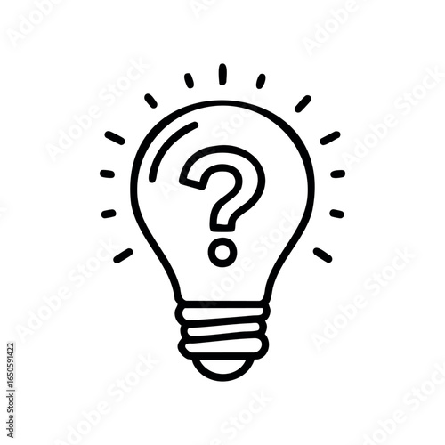 Creative lightbulb icon with question mark symbolizing ideas and innovation