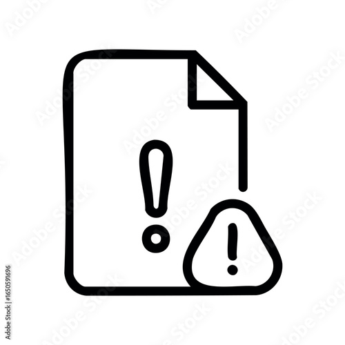 Document error alert icon with exclamation marks