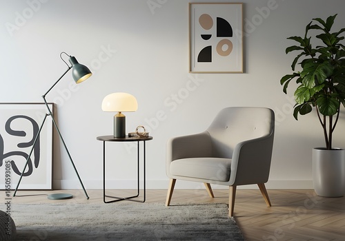 Modern Living Room Interior Design with Stylish Furniture and Decor Accents Creating a Cozy and Inviting Atmosphere