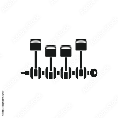 piston, crankshaft, internal combustion engine, isolated icon on white background, auto service, repair, car detail