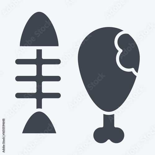 Icon Meat and Bones. related to Waste Sorting symbol. glyph style. design editable